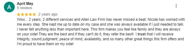April Personal Injury Trust Review - Allen Law Firm Gainesville, FL