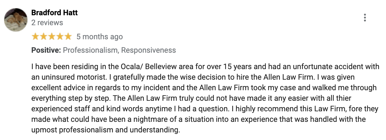 What Our Clients Have To Say About Our Ocala Law Office